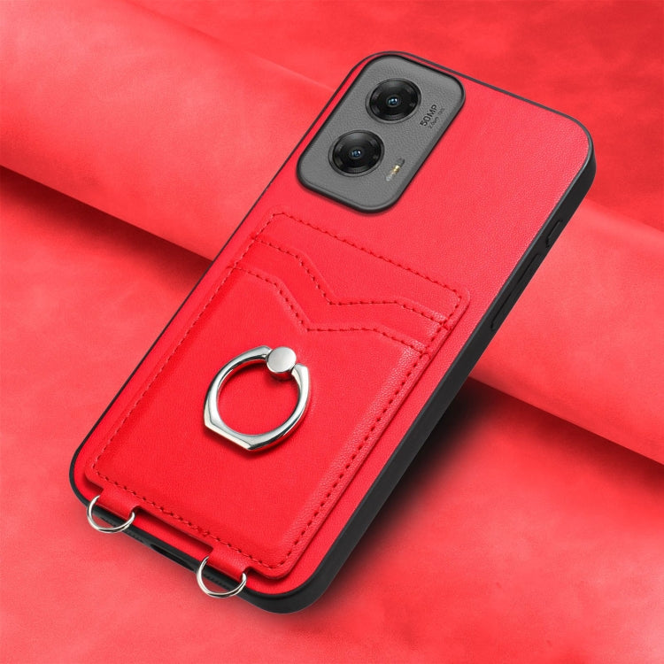 For Motorola Moto G Stylus 5G 2024 R20 Ring Card Holder Phone Case(Red) - Motorola Cases by buy2fix | Online Shopping UK | buy2fix