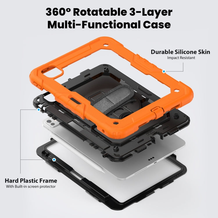 For iPad Pro 11 2024 Silicone Hybrid PC Tablet Case with Shoulder Strap(Orange) - iPad Pro 11 2024 Cases by buy2fix | Online Shopping UK | buy2fix