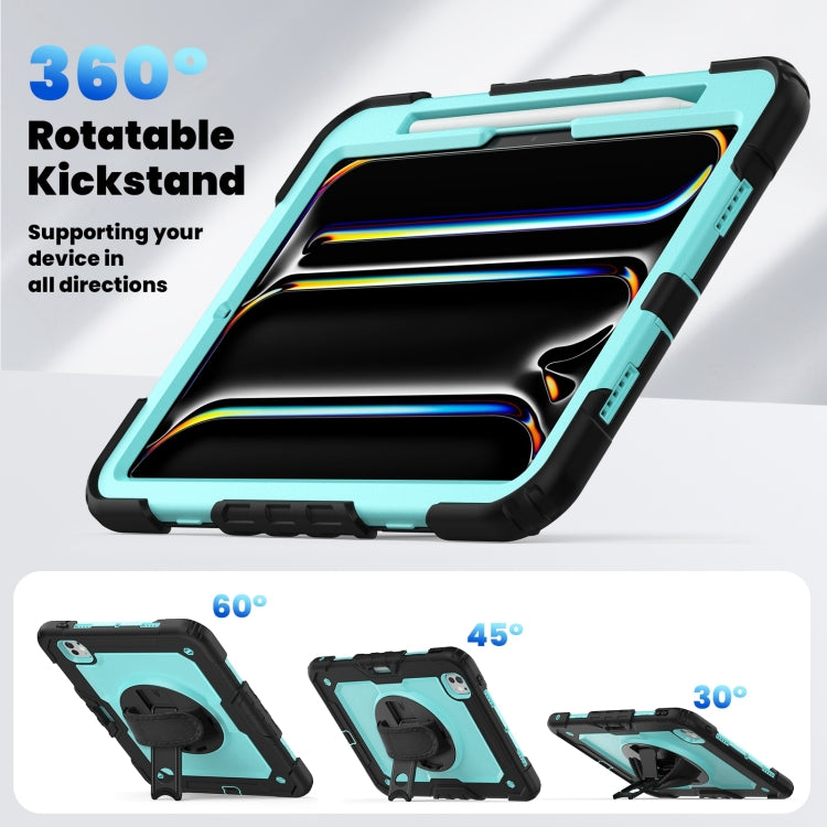 For iPad Pro 11 2024 Silicone Hybrid PC Tablet Case with Shoulder Strap(Light Blue + Black) - iPad Pro 11 2024 Cases by buy2fix | Online Shopping UK | buy2fix