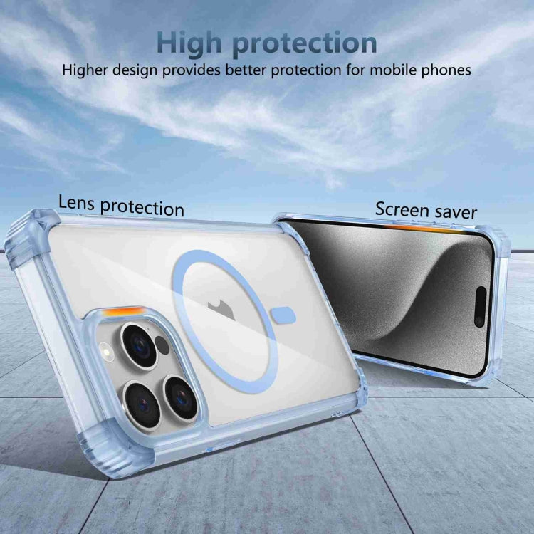 For iPhone 14 Transparent MagSafe Magnetic Phone Case(Blue) - iPhone 14 Cases by buy2fix | Online Shopping UK | buy2fix