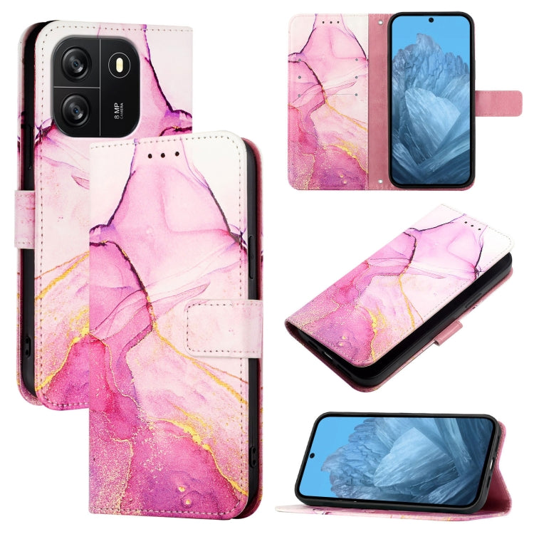 For Blackview Wave 6C PT003 Marble Pattern Flip Leather Phone Case(Pink Purple Gold) - More Brand by buy2fix | Online Shopping UK | buy2fix