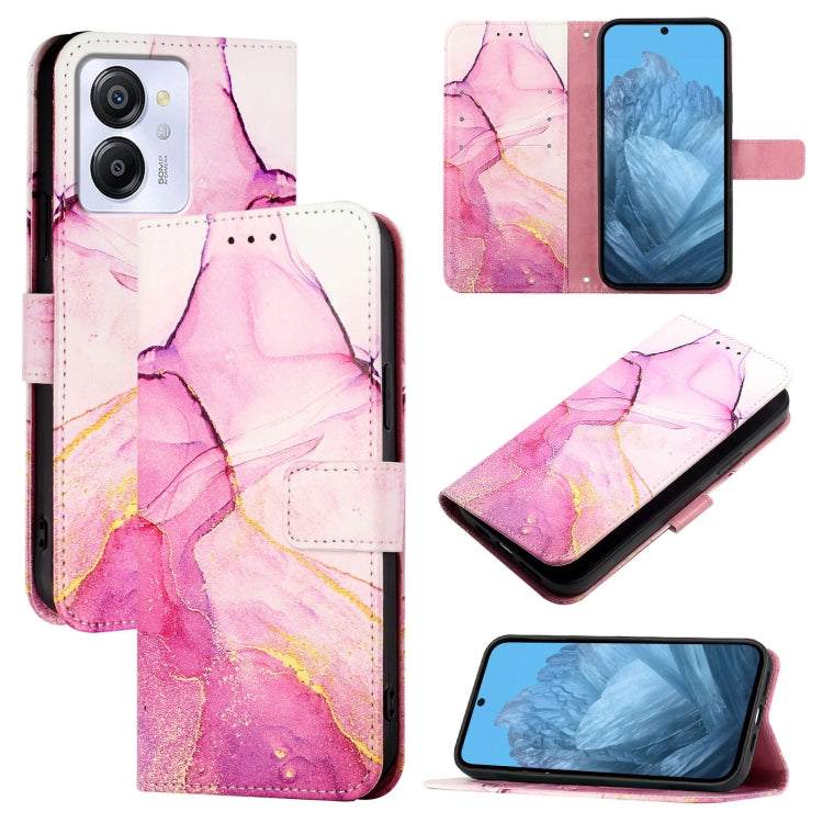 For Blackview Color 8 PT003 Marble Pattern Flip Leather Phone Case(Pink Purple Gold) - More Brand by buy2fix | Online Shopping UK | buy2fix