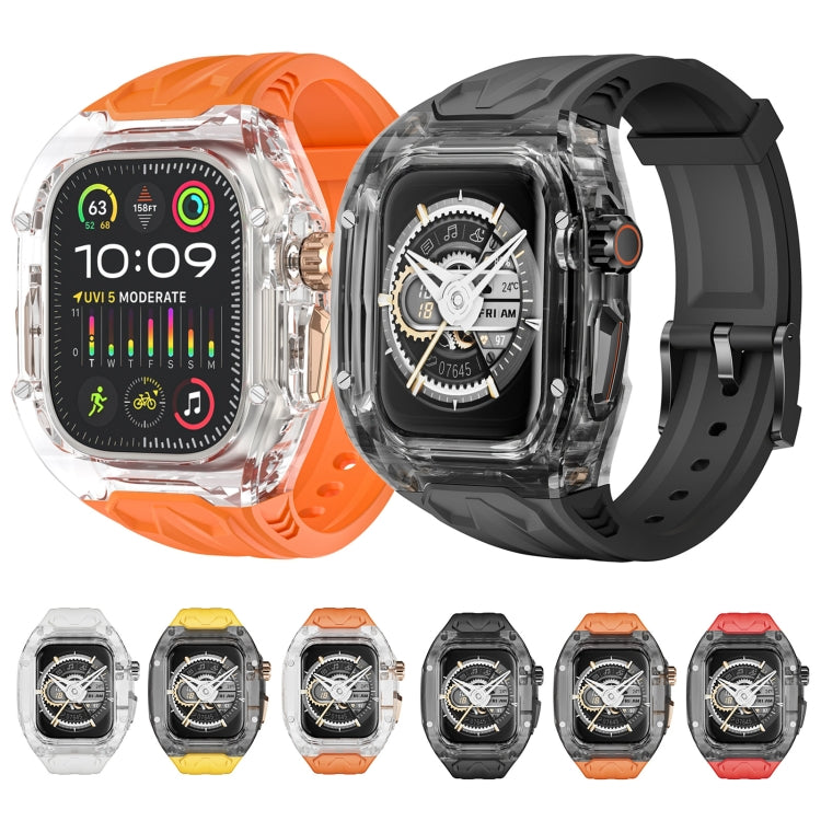 For Apple Watch Ultra 2 49mm Modified PC Hybrid TPU Watch Case Band(Orange Clear Black) - Watch Bands by buy2fix | Online Shopping UK | buy2fix