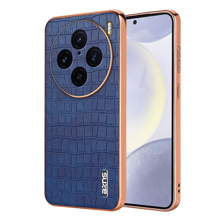 For vivo X100 Pro 5G / X100s Pro AZNS Electroplated Frame Crocodile Texture Full Coverage Phone Case(Blue) - X100 Pro Cases by AZNS | Online Shopping UK | buy2fix