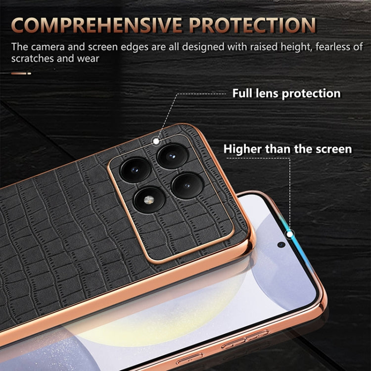 For Redmi K70 / K70 Pro AZNS Electroplated Frame Crocodile Texture Full Coverage Phone Case(Black) - K70 Cases by AZNS | Online Shopping UK | buy2fix