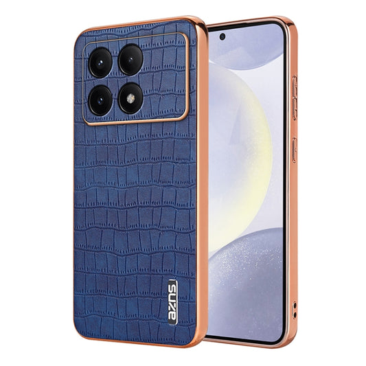 For Redmi K70 / K70 Pro AZNS Electroplated Frame Crocodile Texture Full Coverage Phone Case(Blue) - K70 Cases by AZNS | Online Shopping UK | buy2fix