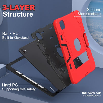 For iPad Pro 13 2024 Contrast Color Silicone Acrylic PC Tablet Case with Holder(Red Black) - iPad Pro 13 2024 Cases by buy2fix | Online Shopping UK | buy2fix