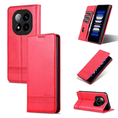 For Redmi Note 14 Pro 5G AZNS Magnetic Calf Texture Flip Leather Phone Case(Red) - Note 14 Pro Cases by AZNS | Online Shopping UK | buy2fix