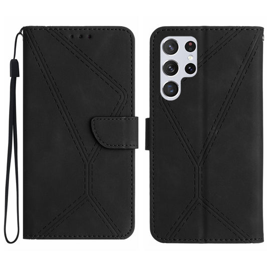 For Samsung Galaxy S25 Ultra 5G Stitching Embossed Leather Phone Case(Black) - Galaxy S25 Ultra 5G Cases by buy2fix | Online Shopping UK | buy2fix