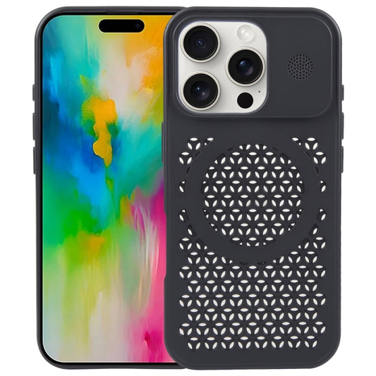 For iPhone 16 Pro Pure Color Honeycomb Aromatherapy MagSafe Phone Case(Black) - iPhone 16 Pro Cases by buy2fix | Online Shopping UK | buy2fix