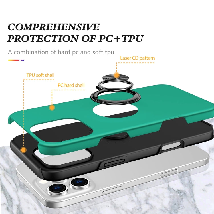 For iPhone 16 Plus Magnetic Ring Holder Phone Case(Dark Green) - iPhone 16 Plus Cases by buy2fix | Online Shopping UK | buy2fix