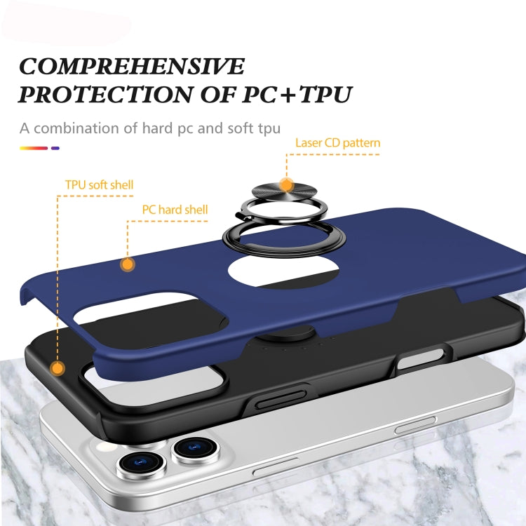 For iPhone 16 Pro Max Magnetic Ring Holder Phone Case(Navy Blue) - iPhone 16 Pro Max Cases by buy2fix | Online Shopping UK | buy2fix