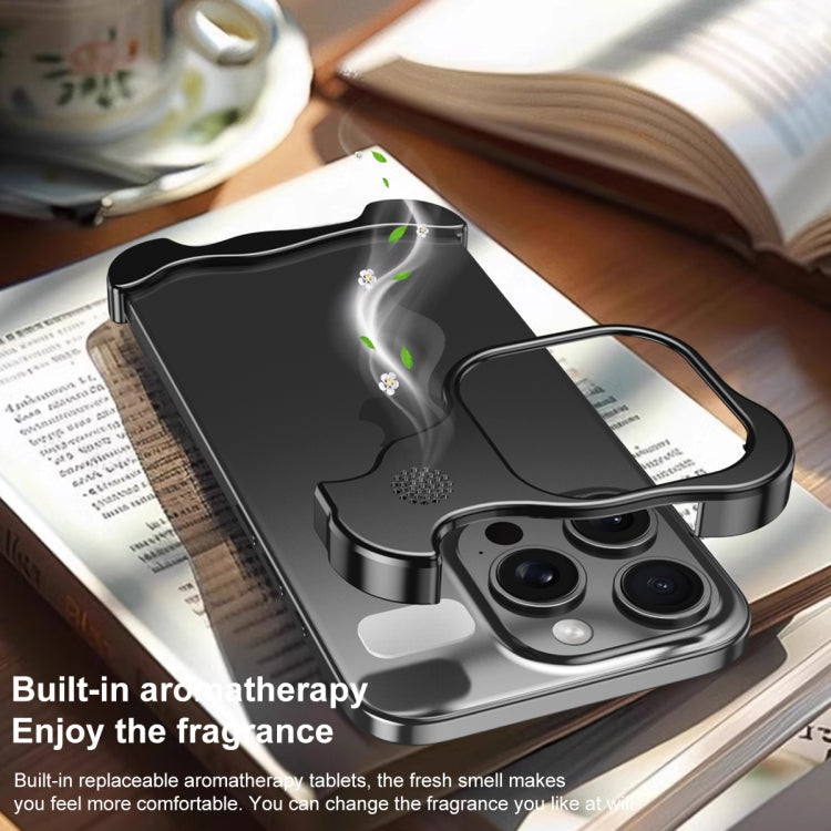 For iPhone 14 Aromatherapy Alloy Frameless Phone Case(Black) - iPhone 14 Cases by buy2fix | Online Shopping UK | buy2fix