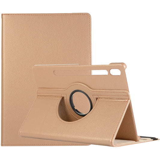 For Samsung Galaxy Tab S7 T870 2020 / Tab S8 Litchi Texture Horizontal Flip 360 Degrees Rotation Leather Case with Holder(Golden) - Other Galaxy Tab PC by buy2fix | Online Shopping UK | buy2fix