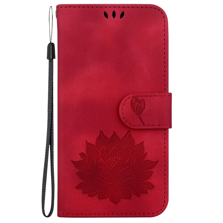 For Redmi K70 / K70 Pro Lotus Embossed Leather Phone Case(Red) - K70 Cases by buy2fix | Online Shopping UK | buy2fix