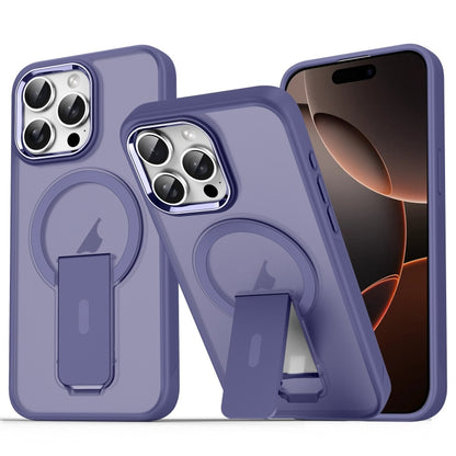 For iPhone 16 Pro Acrylic Hybrid TPU MagSafe Holder Phone Case(Dark Night Purple) - iPhone 16 Pro Cases by buy2fix | Online Shopping UK | buy2fix