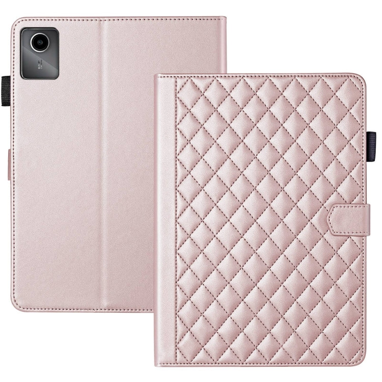 For Lenovo Tab M11 / Xiaoxin Pad 11 2024 Rhombus Lattice Leather Tablet Case(Rose Gold) - Lenovo by buy2fix | Online Shopping UK | buy2fix