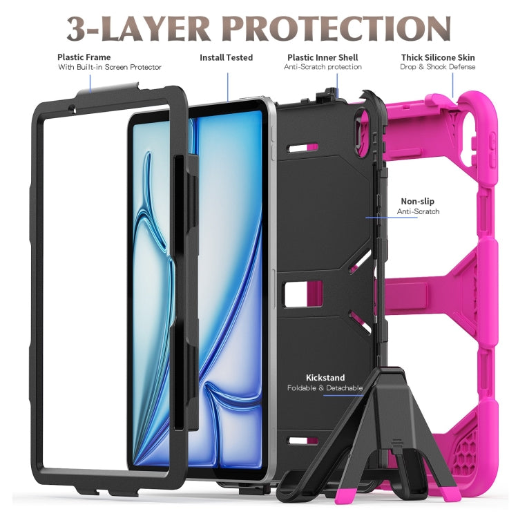 For iPad Air 11 2024 Colorful Silicone Heavy Duty Hybrid PC Tablet Case(Rose Red) - iPad Air 11 2024 Cases by buy2fix | Online Shopping UK | buy2fix