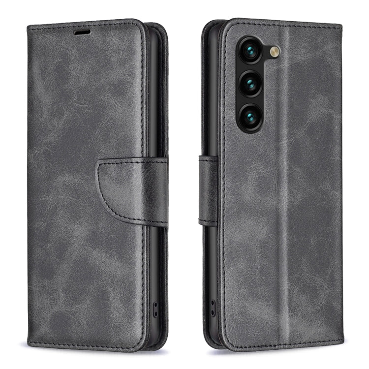 For Samsung Galaxy S25+ 5G Lambskin Texture Pure Color Flip Leather Phone Case(Black) - Galaxy S25+ 5G Cases by buy2fix | Online Shopping UK | buy2fix