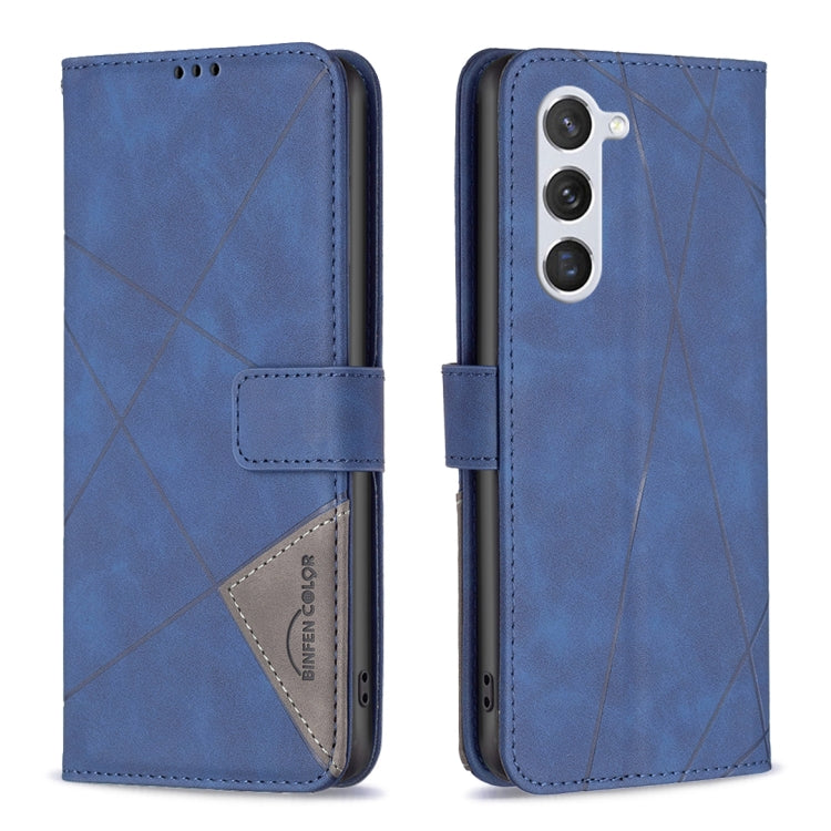 For Samsung Galaxy S25 5G Magnetic Buckle Rhombus Texture Leather Phone Case(Blue) - Galaxy S25 5G Cases by buy2fix | Online Shopping UK | buy2fix