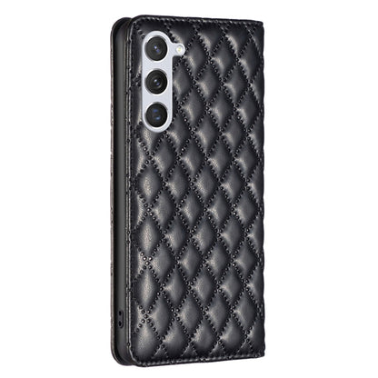 For Samsung Galaxy S25 5G Diamond Lattice Magnetic Leather Flip Phone Case(Black) - Galaxy S25 5G Cases by buy2fix | Online Shopping UK | buy2fix