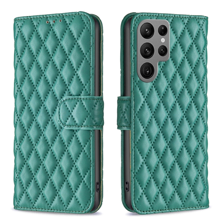 For Samsung Galaxy S25 Ultra 5G Diamond Lattice Wallet Flip Leather Phone Case(Green) - Galaxy S25 Ultra 5G Cases by buy2fix | Online Shopping UK | buy2fix