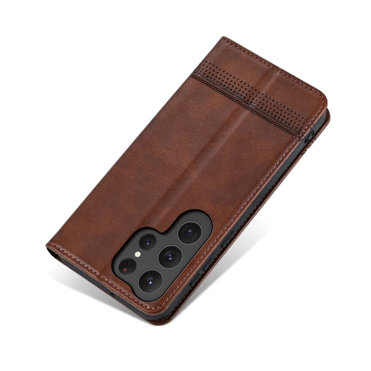 For Samsung Galaxy S25 Ultra 5G AZNS Magnetic Calf Texture Flip Leather Phone Case(Dark Brown) - Galaxy S25 Ultra 5G Cases by AZNS | Online Shopping UK | buy2fix