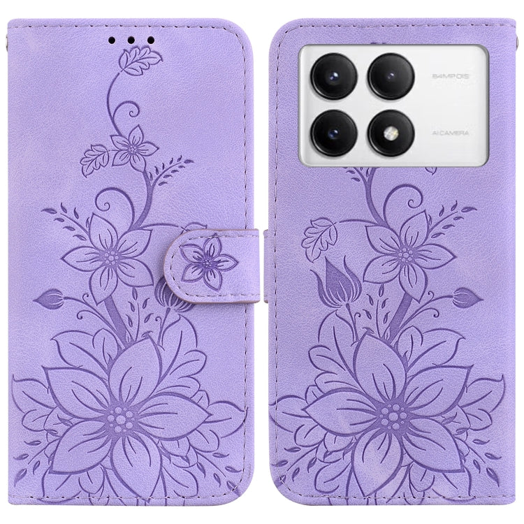 For Xiaomi Redmi K70 / K70 Pro Lily Embossed Leather Phone Case(Purple) - K70 Cases by buy2fix | Online Shopping UK | buy2fix