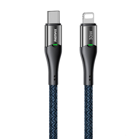 REMAX RC-C116 1.2m 30W Type-C to 8 Pin Smart Power-off Fast Charging Data Cable(Dark Blue) - 2 in 1 Cable by REMAX | Online Shopping UK | buy2fix