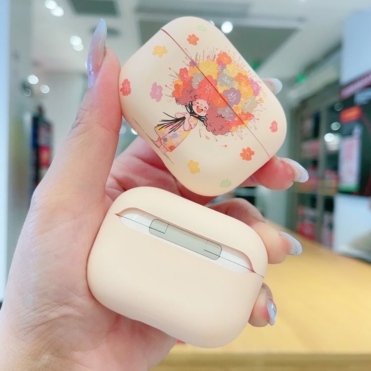 For AirPods 3 Girl Pattern Earbuds Box Frosted TPU Case(Flower) - For AirPods 3 by buy2fix | Online Shopping UK | buy2fix