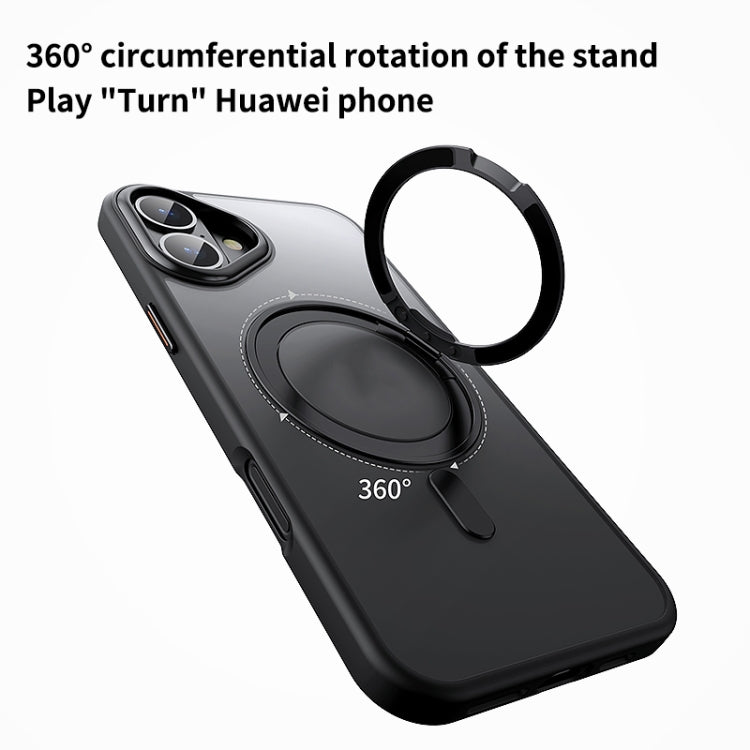 For iPhone 16 Plus 360 Rotating MagSafe Magnetic Frosted Phone Case(Black) - iPhone 16 Plus Cases by buy2fix | Online Shopping UK | buy2fix