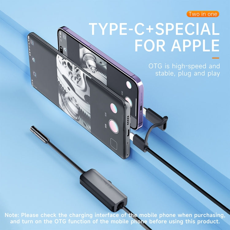 AN112 2 in 1 USB-C / Type-C + 8 Pin Interface 5.5mm HD Industry Endoscope, Length:2m Hard Tube -  by buy2fix | Online Shopping UK | buy2fix