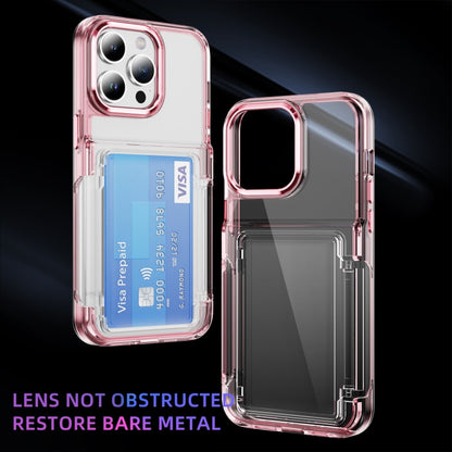 For iPhone 16 Card Holder Acrylic Hybrid TPU Phone Case(Transparent Pink) - iPhone 16 Cases by buy2fix | Online Shopping UK | buy2fix