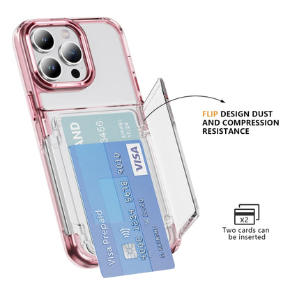 For iPhone 16 Pro Card Holder Acrylic Hybrid TPU Phone Case(Transparent Pink) - iPhone 16 Pro Cases by buy2fix | Online Shopping UK | buy2fix