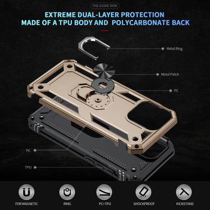 For iPhone 16 Pro Shockproof TPU Hybrid PC Phone Case with Holder(Gold) - iPhone 16 Pro Cases by buy2fix | Online Shopping UK | buy2fix