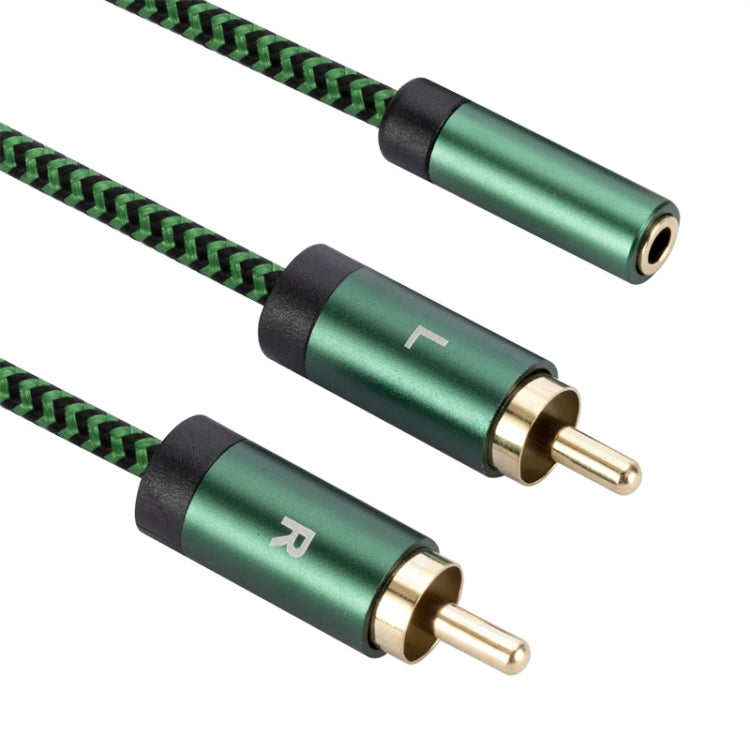 3.5mm Female to 2 RCA Male Audio Cable Amplifier Connector, Length:1m(Green) - RCA Cable by buy2fix | Online Shopping UK | buy2fix