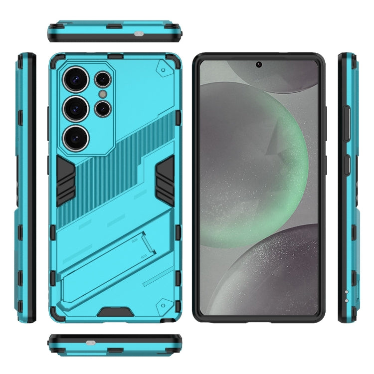 For Samsung Galaxy S25 Ultra 5G Punk Armor 2 in 1 PC + TPU Shockproof Phone Case with Invisible Holder(Blue) - Galaxy S25 Ultra 5G Cases by buy2fix | Online Shopping UK | buy2fix