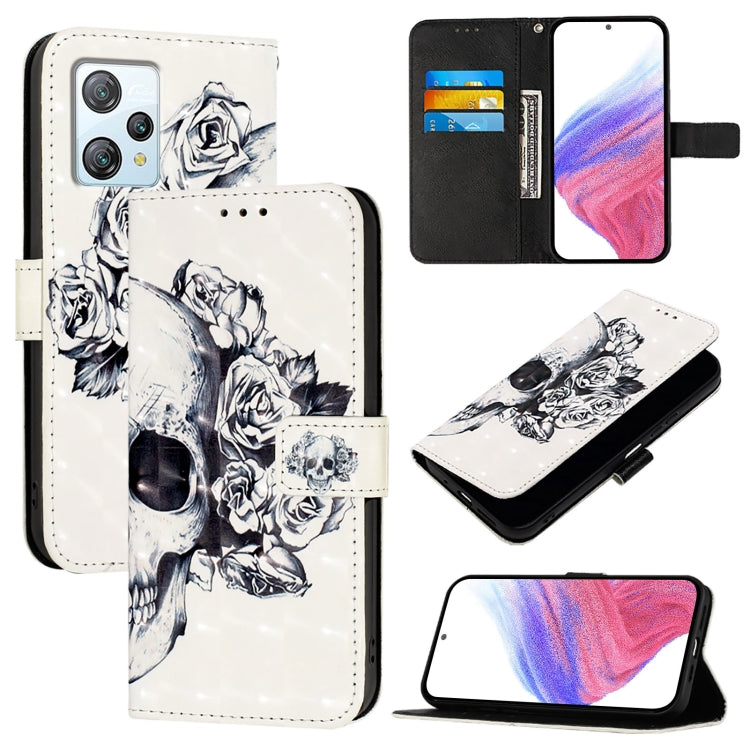 For Blackview A53 3D Painting Horizontal Flip Leather Phone Case(Skull) - More Brand by buy2fix | Online Shopping UK | buy2fix