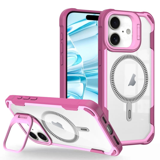 For iPhone 16 Transparent Acrylic MagSafe Lens Holder Phone Case(Pink) - iPhone 16 Cases by buy2fix | Online Shopping UK | buy2fix