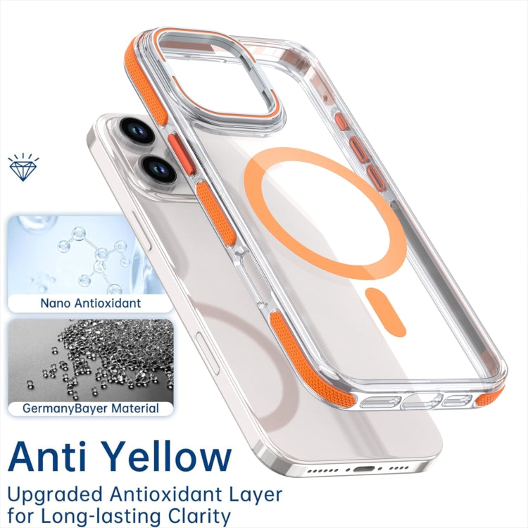 For iPhone 13 Pro Max Dual-Color Clear Acrylic Hybrid TPU Lens Flip Holder MagSafe Phone Case(Orange) - iPhone 13 Pro Max Cases by buy2fix | Online Shopping UK | buy2fix