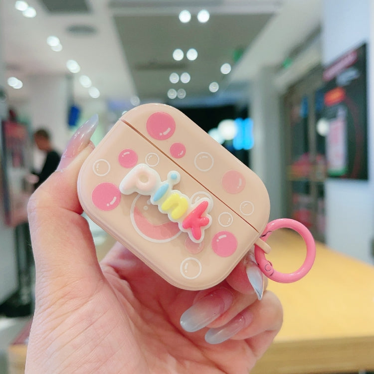 For AirPods Pro Fresh 3D Text Skin Feel Earbuds Box PC Case(Pink) - For AirPods Pro by buy2fix | Online Shopping UK | buy2fix