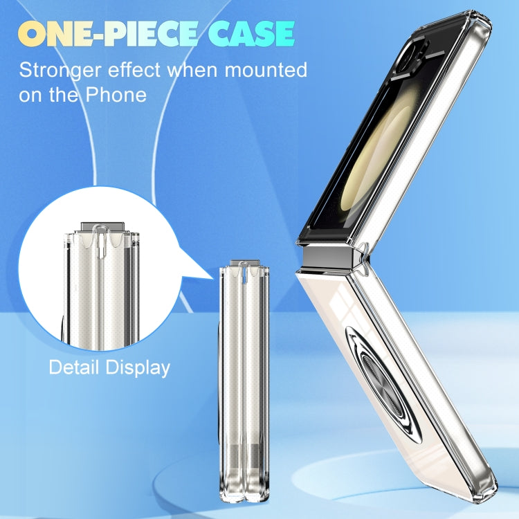 For Samsung Galaxy Z Flip3 5G MagSafe Transparent PC Folding Phone Case with Ring Holder - Galaxy Phone Cases by buy2fix | Online Shopping UK | buy2fix