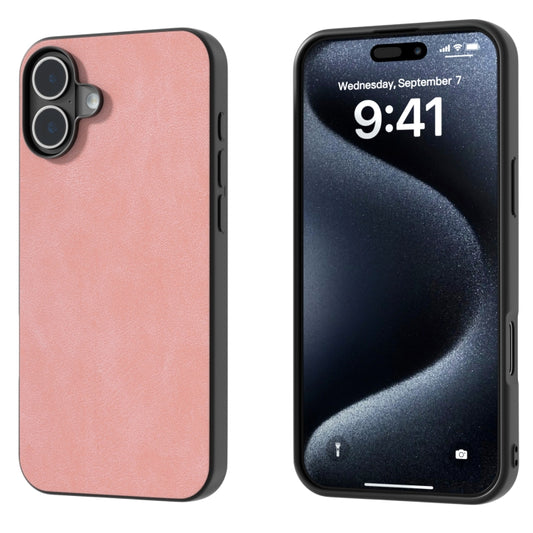 For iPhone 16 Plus Black Frame PU Leather Full Coverage Phone Case(Pink) - iPhone 16 Plus Cases by buy2fix | Online Shopping UK | buy2fix