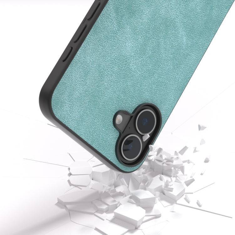 For iPhone 16 Black Frame PU Leather Full Coverage Phone Case(Light Blue) - iPhone 16 Cases by buy2fix | Online Shopping UK | buy2fix