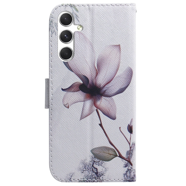 For Samsung Galaxy S25 5G Coloured Drawing Flip Leather Phone Case(Magnolia) - Galaxy S25 5G Cases by buy2fix | Online Shopping UK | buy2fix