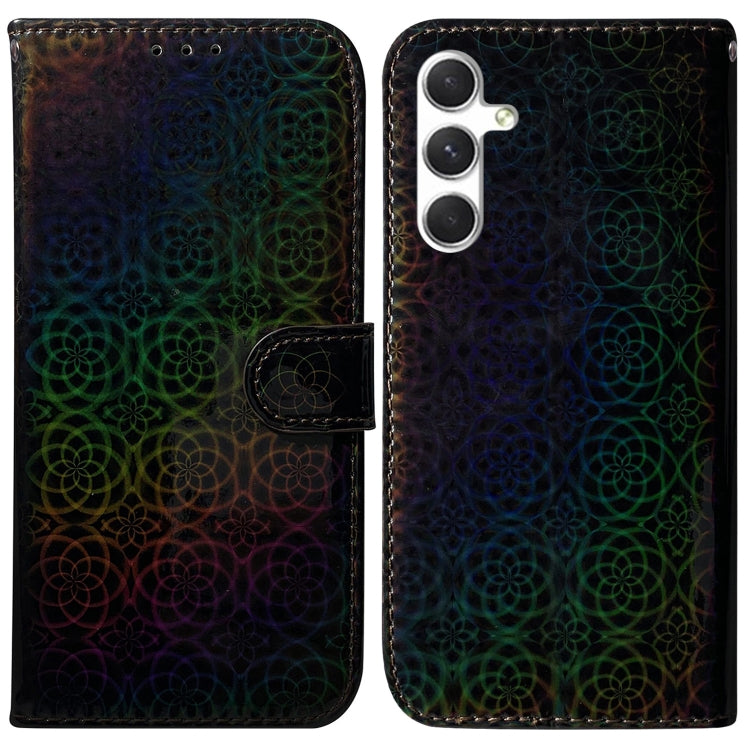 For Samsung Galaxy S25 5G Colorful Magnetic Buckle Leather Phone Case(Black) - Galaxy S25 5G Cases by buy2fix | Online Shopping UK | buy2fix