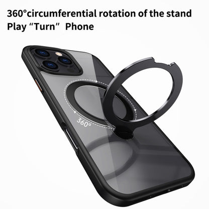 For iPhone 13 Pro Transparent MagSafe Magnetic Rotating Ring Holder Phone Case(Black) - iPhone 13 Pro Cases by buy2fix | Online Shopping UK | buy2fix