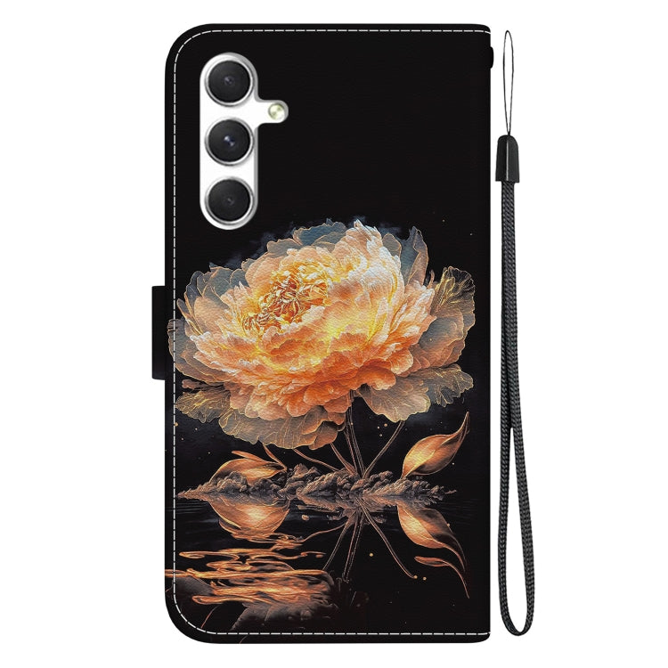 For Samsung Galaxy S25+ 5G Crystal Texture Colored Drawing Leather Phone Case(Gold Peony) - Galaxy S25+ 5G Cases by buy2fix | Online Shopping UK | buy2fix