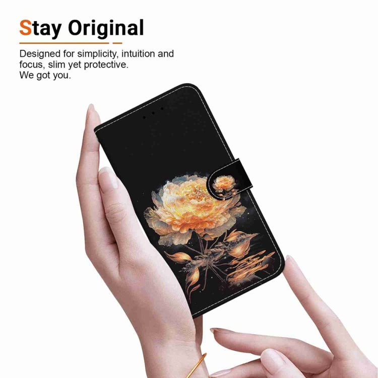 For Samsung Galaxy S25+ 5G Crystal Texture Colored Drawing Leather Phone Case(Gold Peony) - Galaxy S25+ 5G Cases by buy2fix | Online Shopping UK | buy2fix