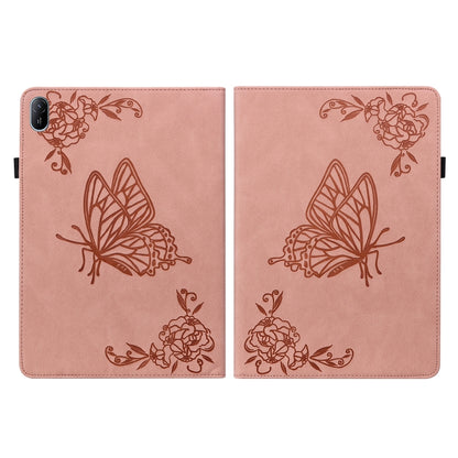 For Huawei MatePad SE 11 2024 Butterfly Flower Embossed Leather Tablet Case(Rose Gold) - Huawei by buy2fix | Online Shopping UK | buy2fix